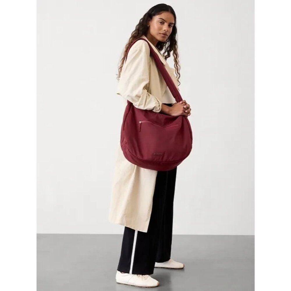 Athleta All About Oversized Crossbody Hobo Bag Redwood